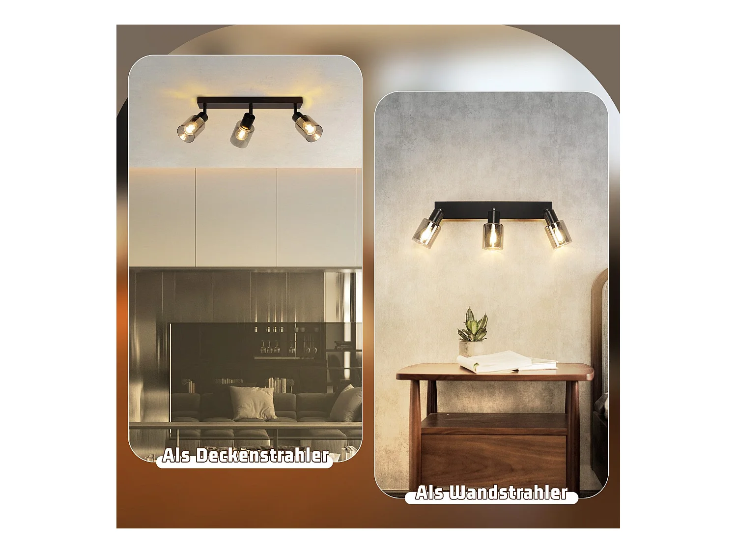 NETTLIFE Plafonnier Spot 3 Flammes Noir Industriel E14 Plafonnier Pour Salon