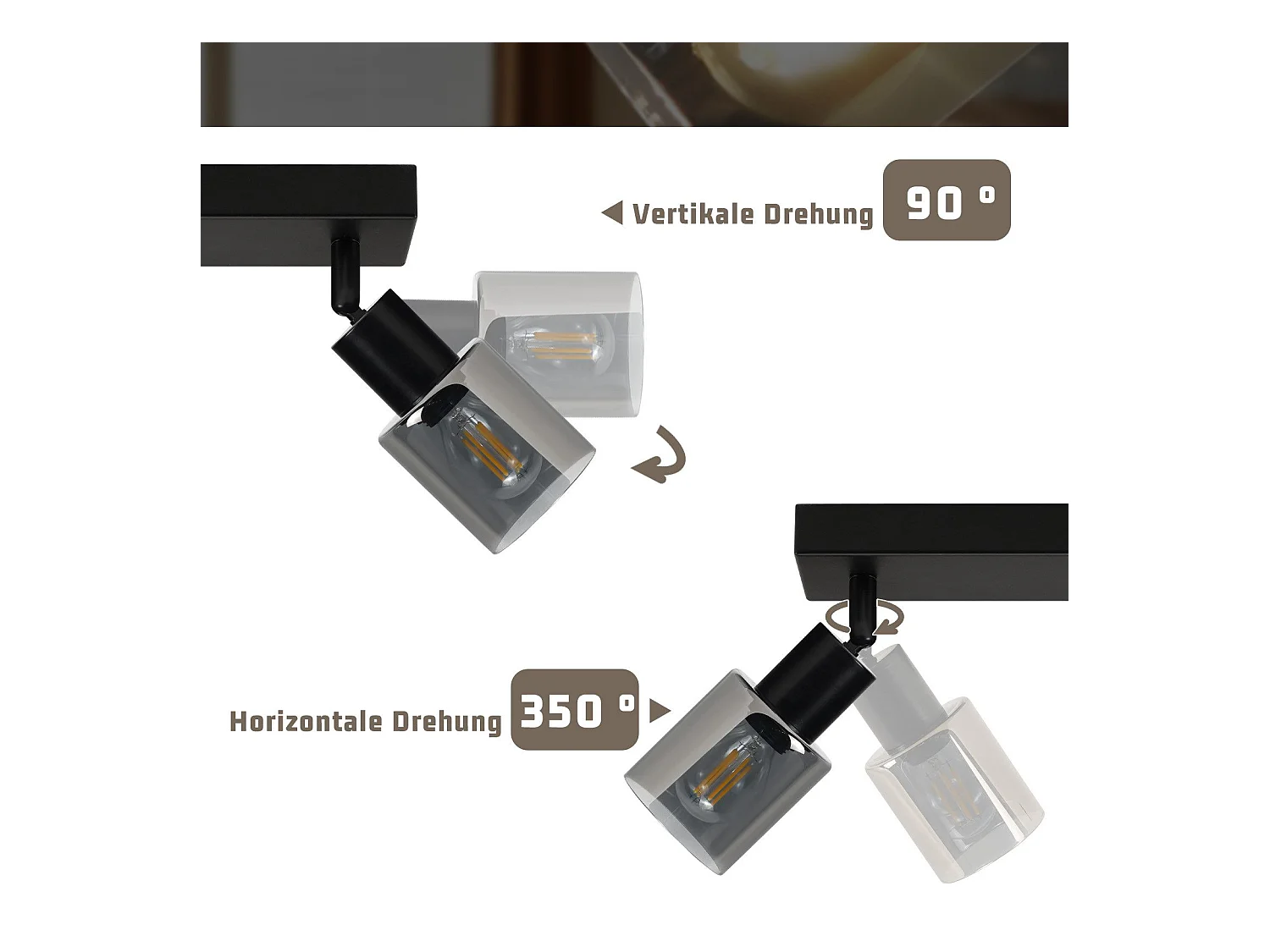 NETTLIFE Plafonnier Spot 3 Flammes Noir Industriel E14 Plafonnier Pour Salon