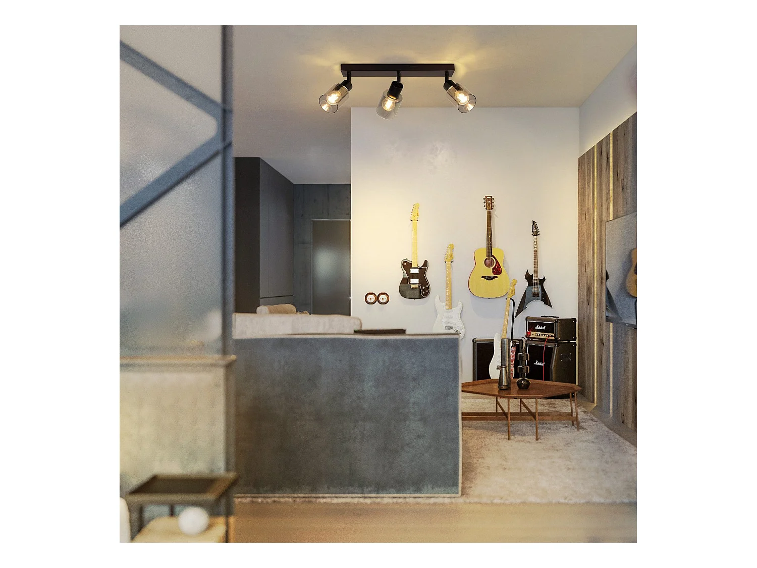 NETTLIFE Plafonnier Spot 3 Flammes Noir Industriel E14 Plafonnier Pour Salon