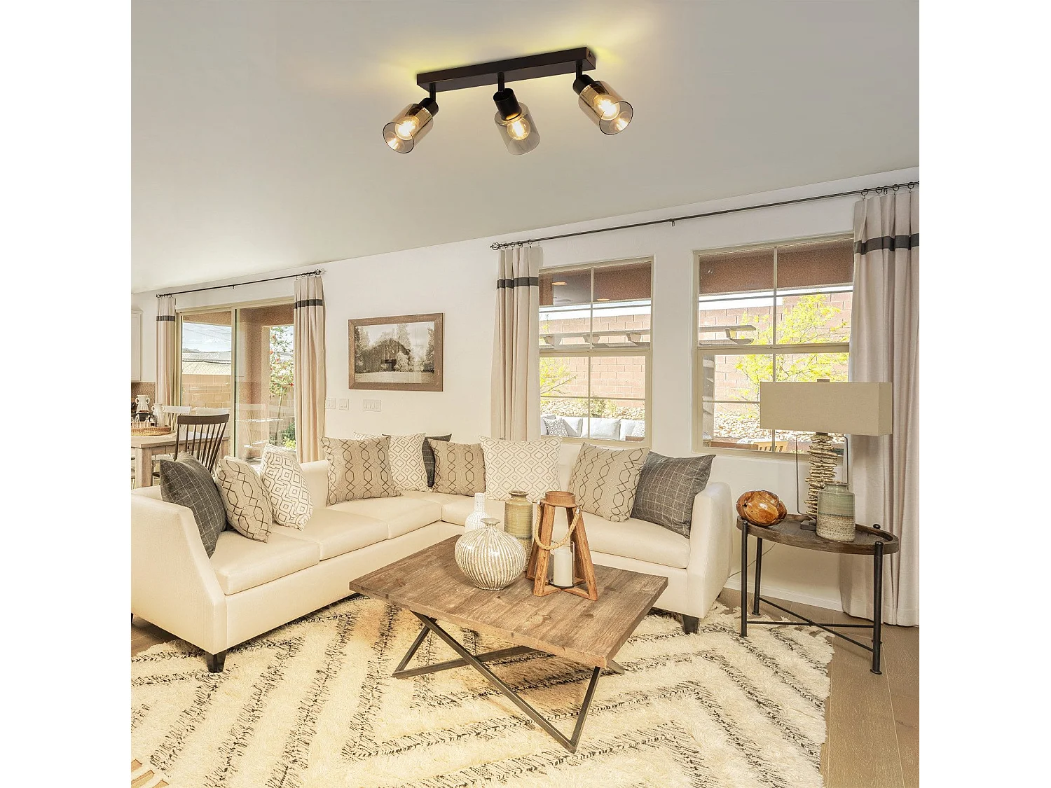 NETTLIFE Plafonnier Spot 3 Flammes Noir Industriel E14 Plafonnier Pour Salon