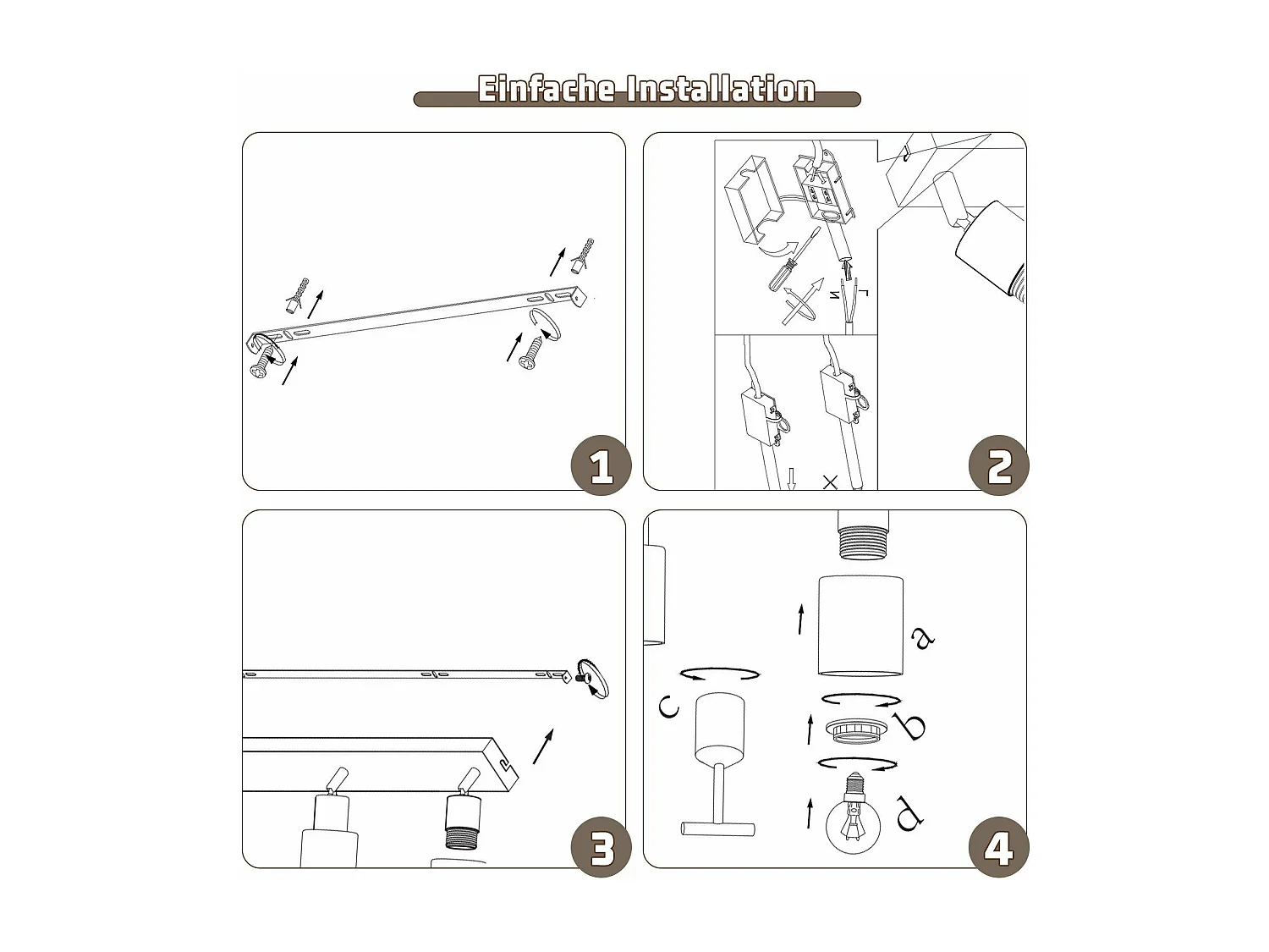 NETTLIFE Plafonnier Spot 3 Flammes Noir Industriel E14 Plafonnier Pour Salon