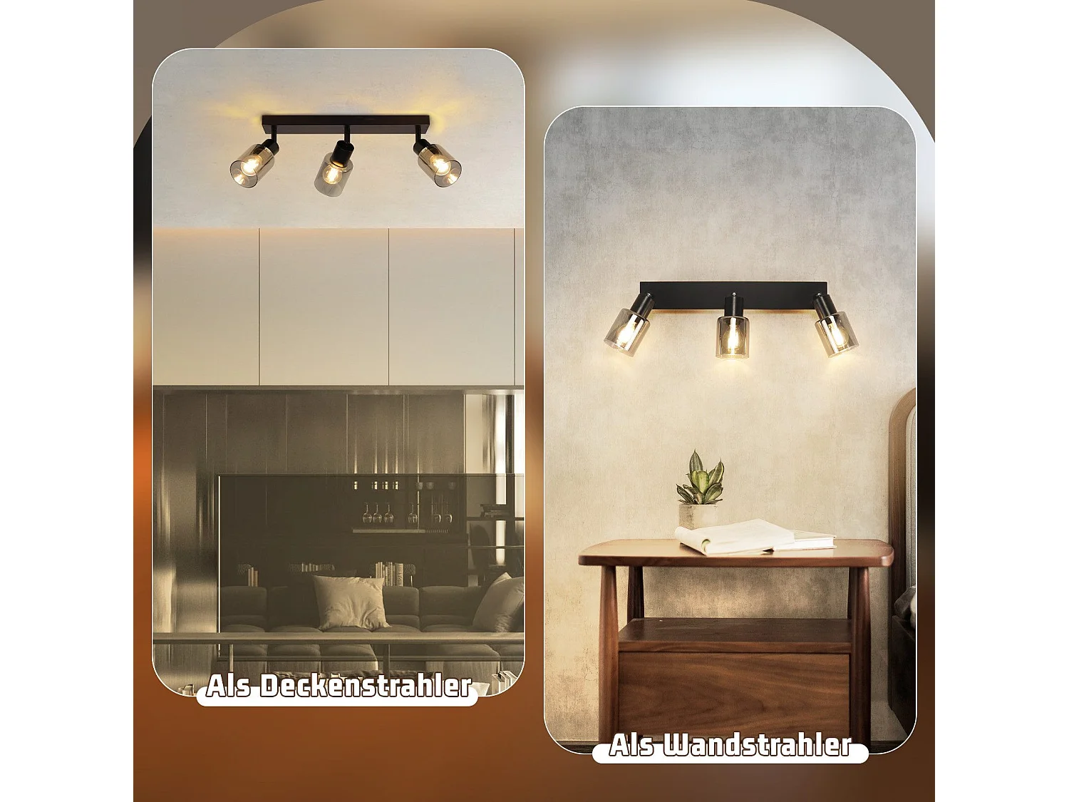 NETTLIFE Plafonnier Spot 3 Flammes Noir Industriel E14 Plafonnier Pour Salon