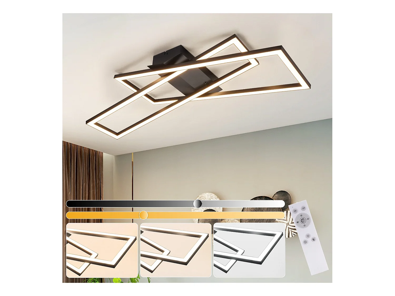 NETTLIFE LED Deckenleuchte Wohnzimmer Schwarz 36W Ściemniacz Deckenlampe Büro Kinderzimmer