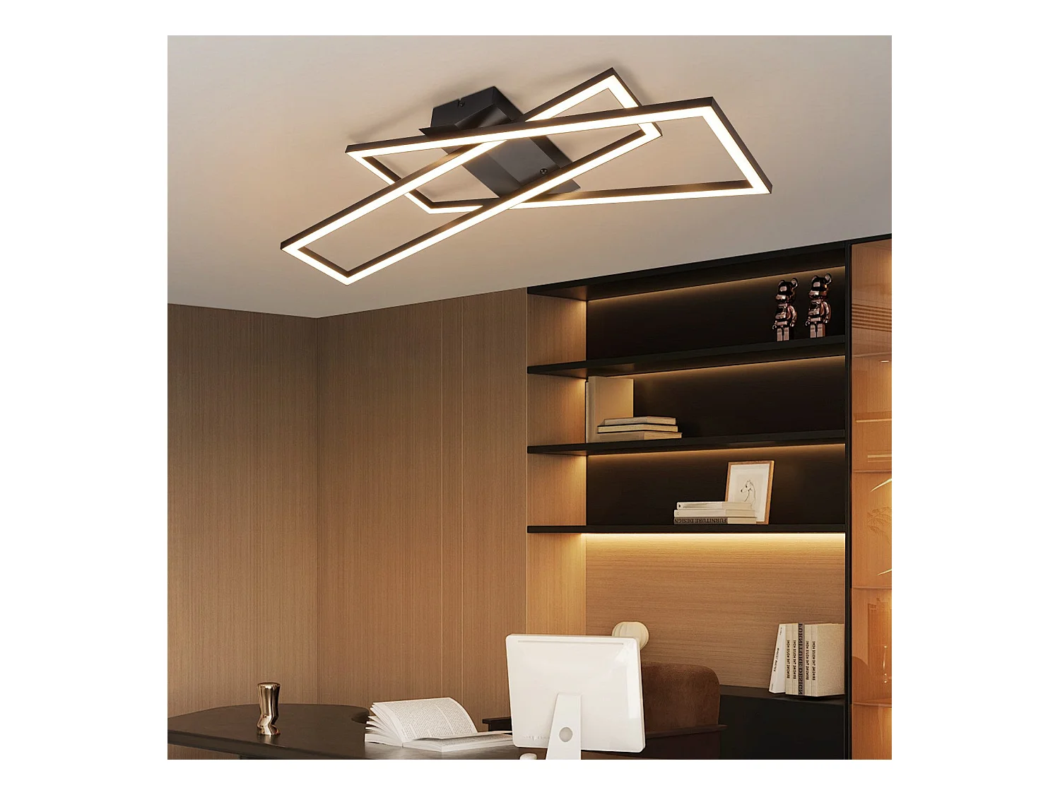 NETTLIFE LED Deckenleuchte Wohnzimmer Schwarz 36W Ściemniacz Deckenlampe Büro Kinderzimmer