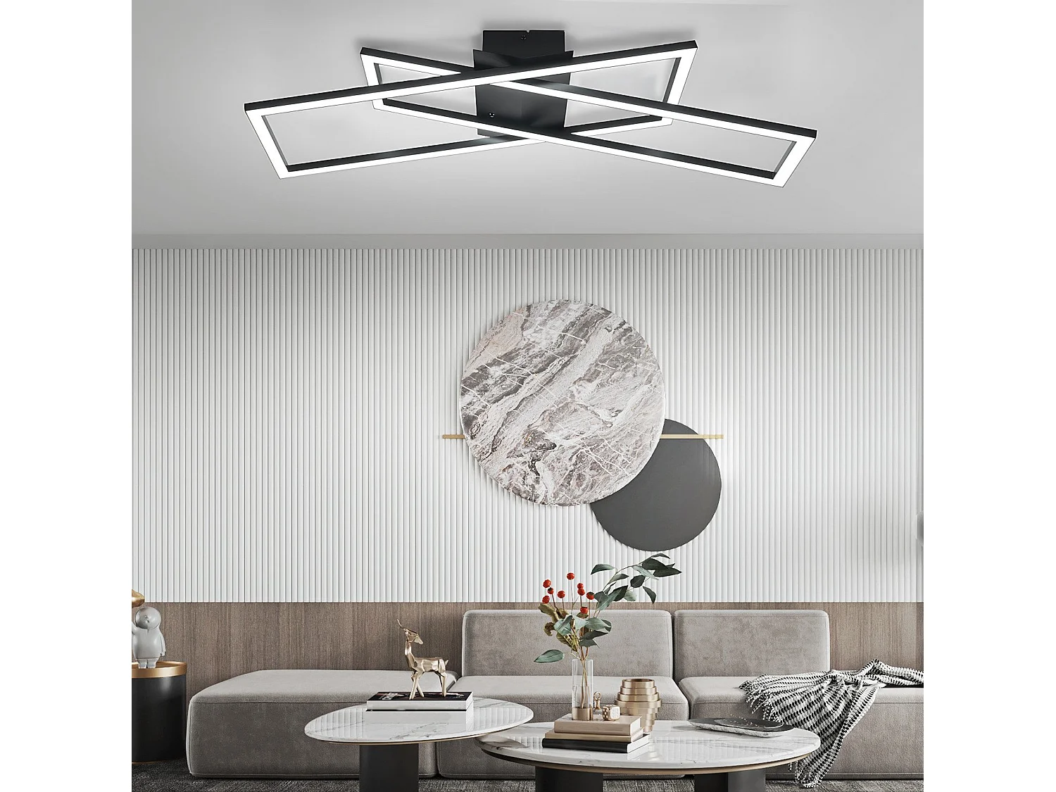 NETTLIFE LED Deckenleuchte Wohnzimmer Schwarz 36W Ściemniacz Deckenlampe Büro Kinderzimmer