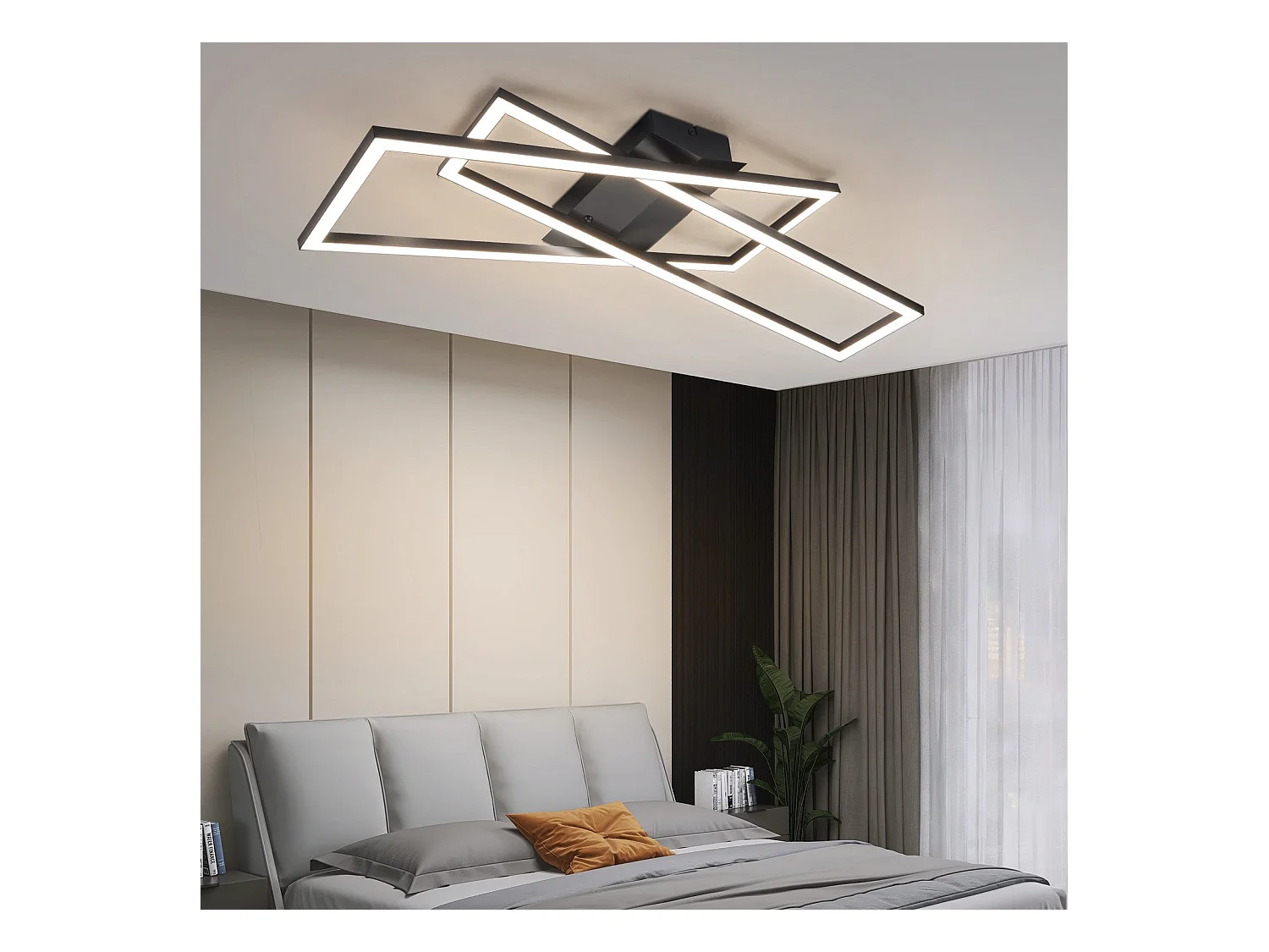 NETTLIFE LED Deckenleuchte Wohnzimmer Schwarz 36W Ściemniacz Deckenlampe Büro Kinderzimmer