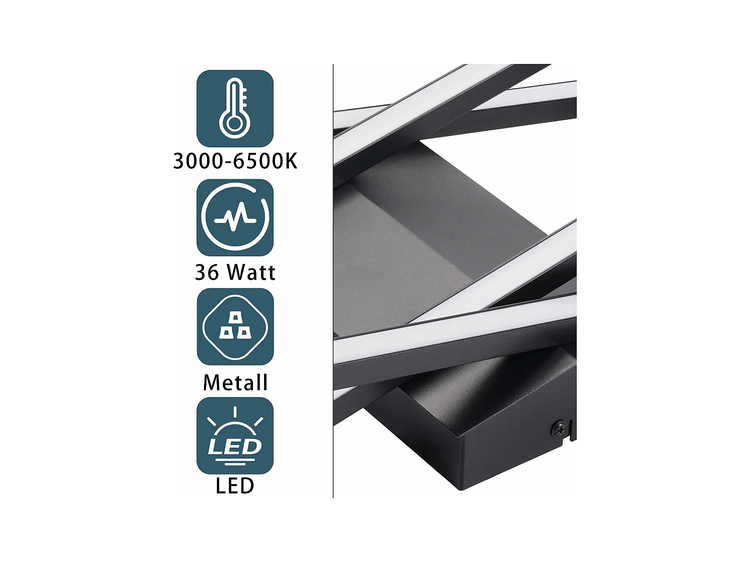 NETTLIFE LED Deckenleuchte Wohnzimmer Schwarz 36W Dimmbar Deckenlampe Büro Kinderzimmer