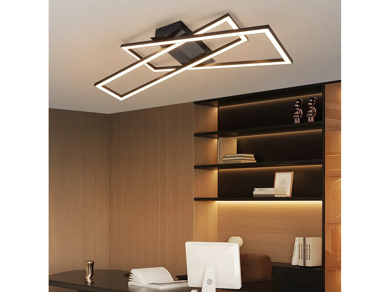 NETTLIFE LED Deckenleuchte Wohnzimmer Schwarz 36W Dimmbar Deckenlampe Büro Kinderzimmer