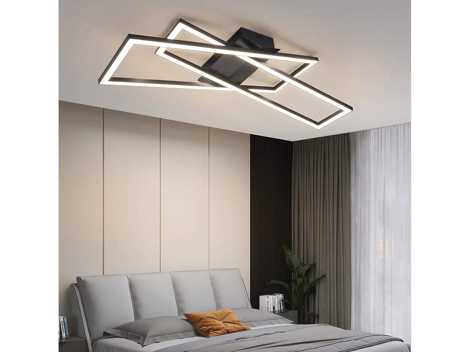 NETTLIFE LED Deckenleuchte Wohnzimmer Schwarz 36W Dimmbar Deckenlampe Büro Kinderzimmer