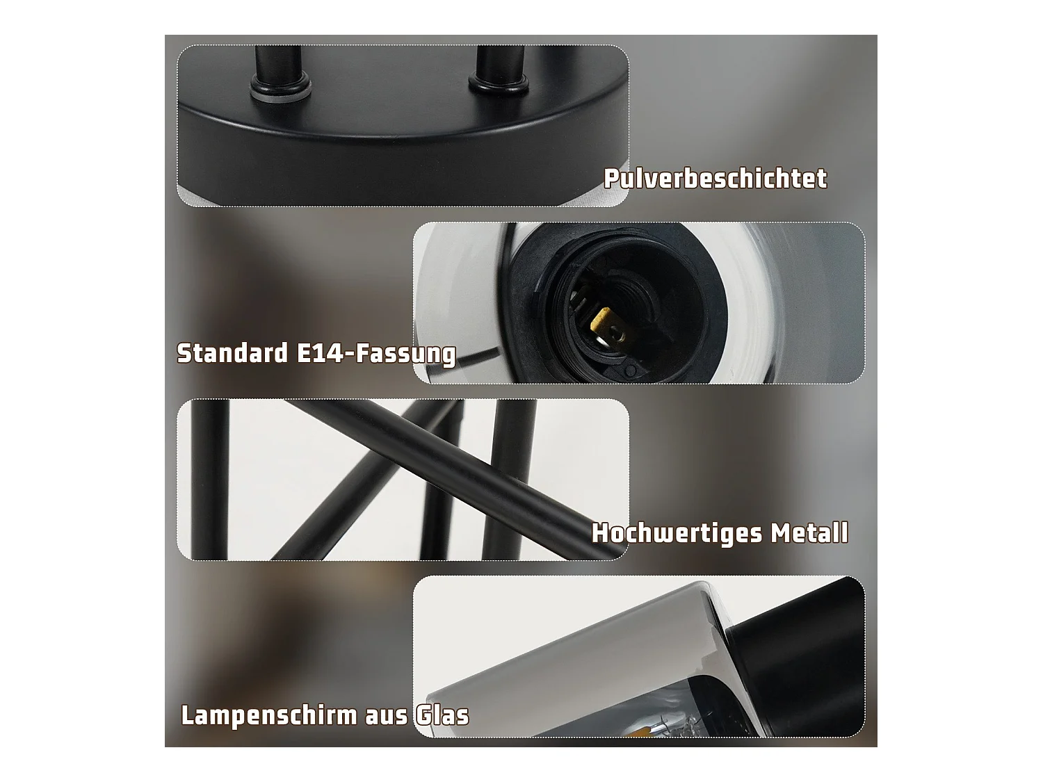 NETTLIFE Plafondlamp Spot 6 Vlammen Zwart Industrieel E14 Plafondlamp voor Woonkamer