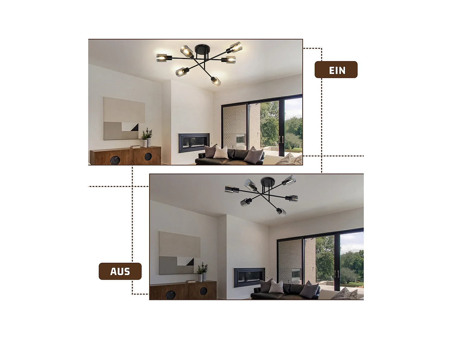 NETTLIFE Plafondlamp Spot 6 Vlammen Zwart Industrieel E14 Plafondlamp voor Woonkamer