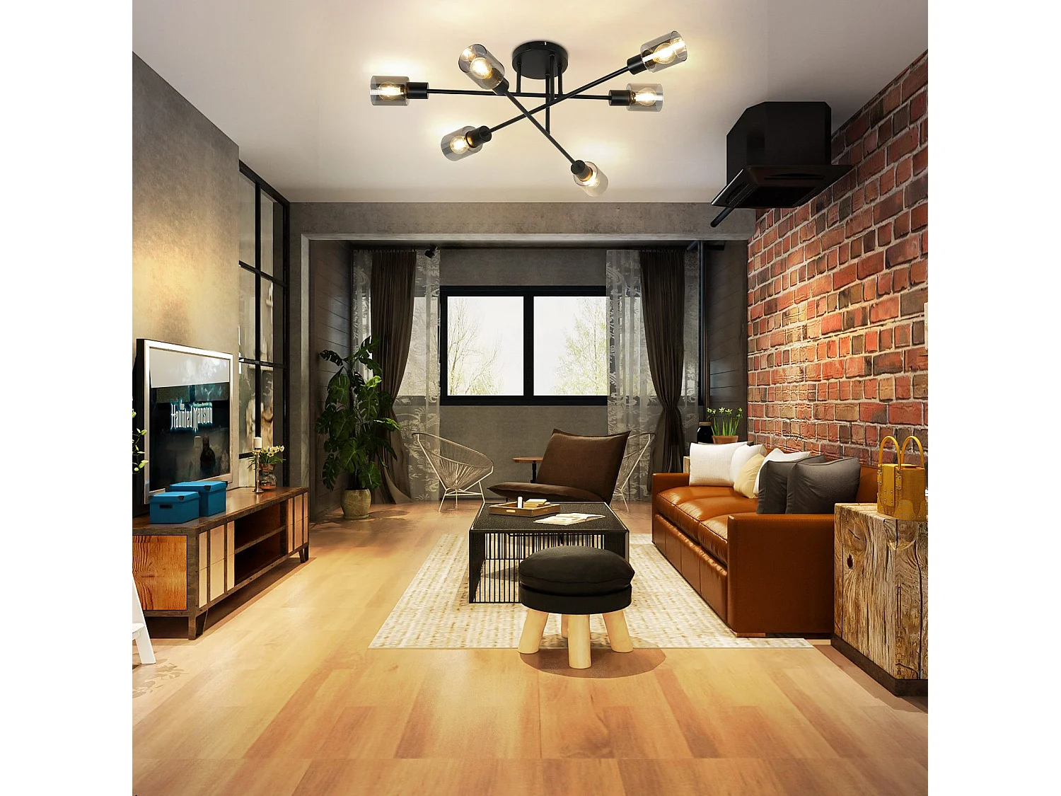 NETTLIFE Plafondlamp Spot 6 Vlammen Zwart Industrieel E14 Plafondlamp voor Woonkamer