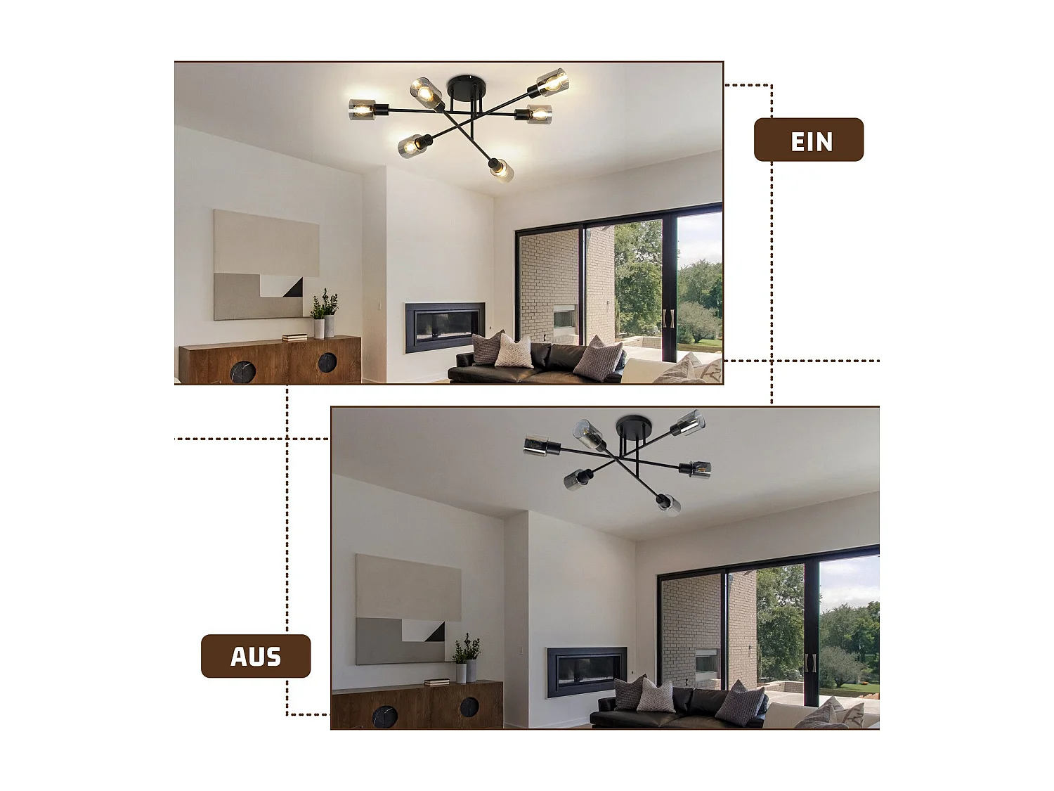 NETTLIFE Deckenleuchte Spot 6 flammig schwarz Industrial E14 Deckenlampe für Wohnzimmer