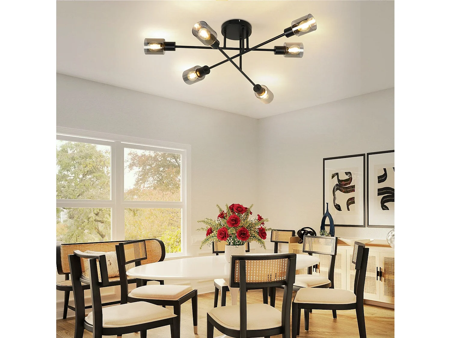 NETTLIFE Deckenleuchte Spot 6 flammig schwarz Industrial E14 Deckenlampe für Wohnzimmer