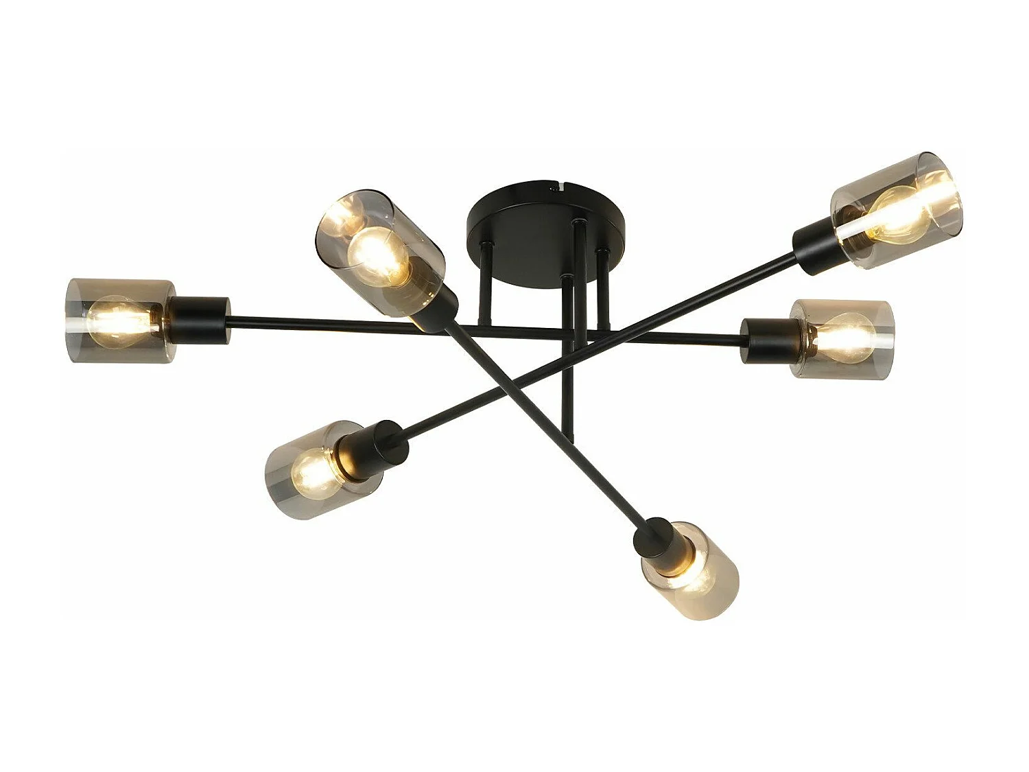 NETTLIFE Deckenleuchte Spot 6 flammig schwarz Industrial E14 Deckenlampe für Wohnzimmer