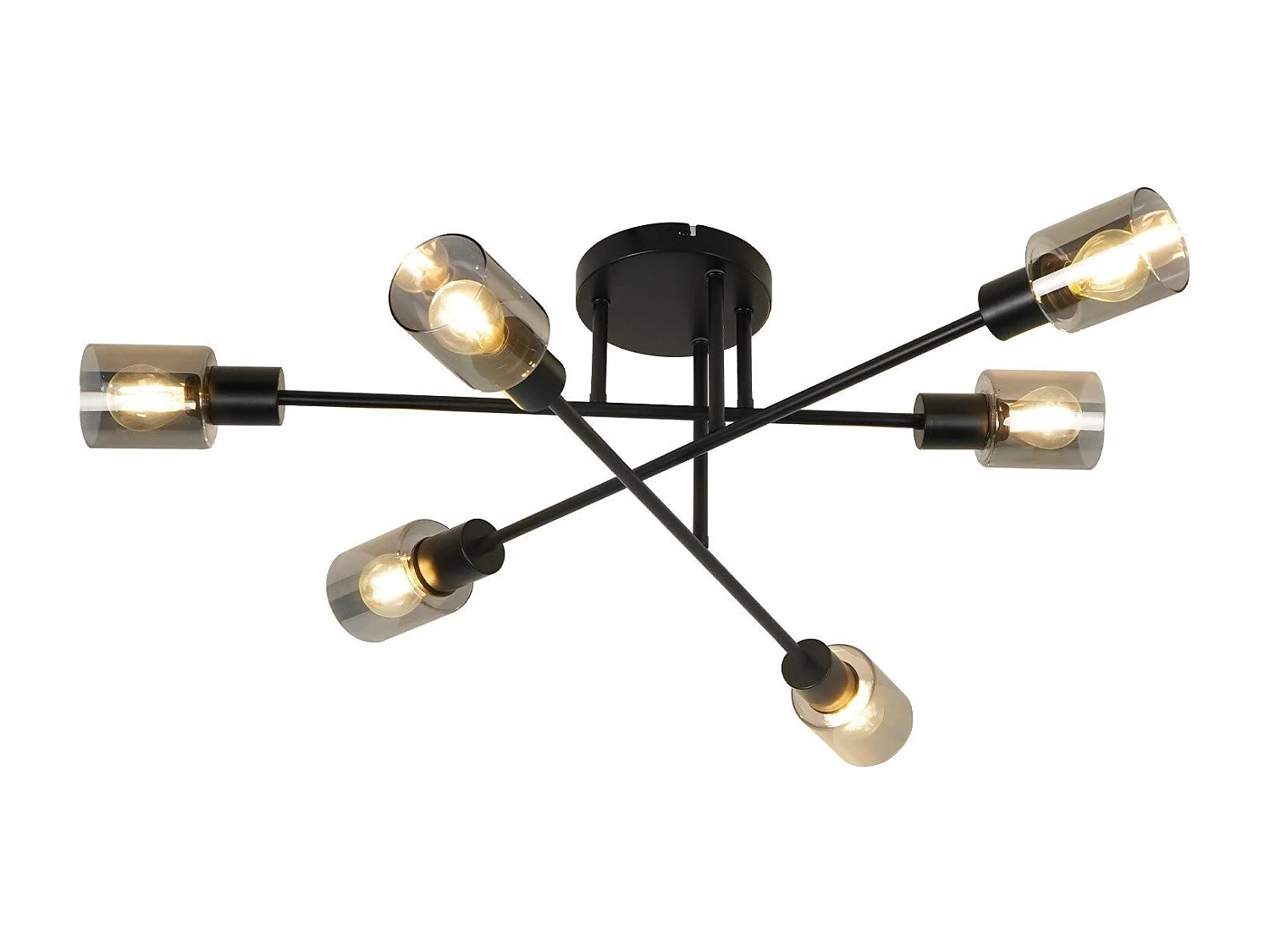 NETTLIFE Plafonnier Spot 6 Flammes Noir Industriel E14 Plafonnier Pour Salon