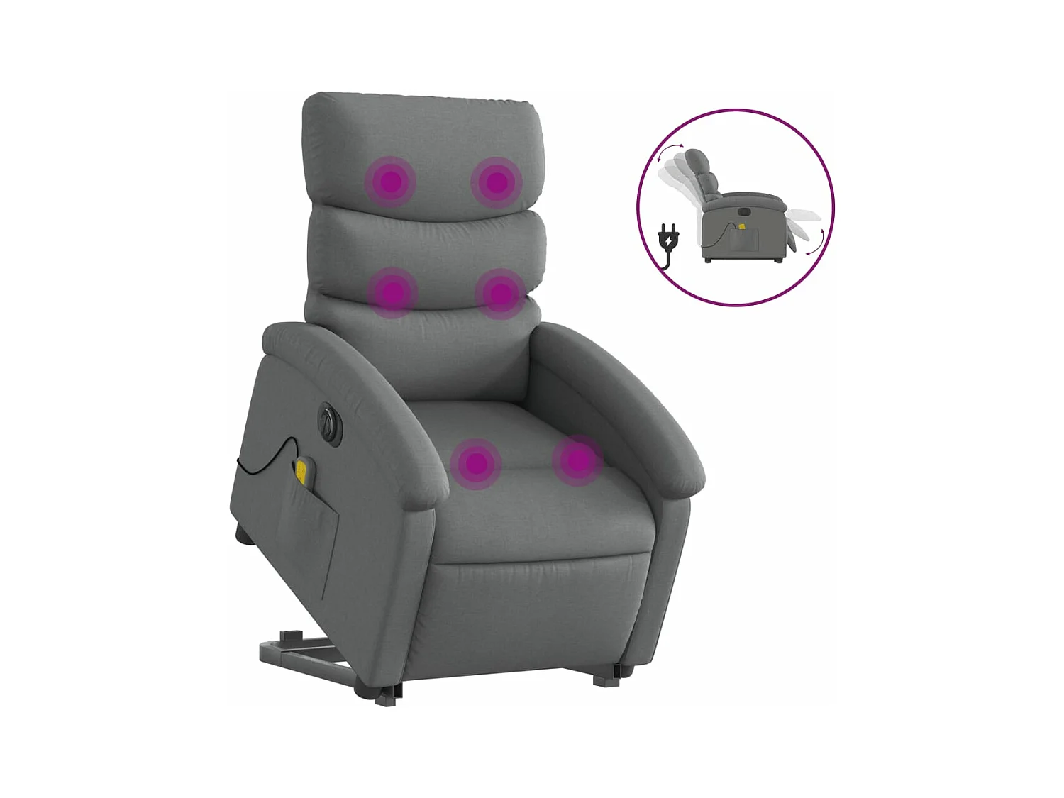 Fauteuil inclinable de massage électrique Gris foncé Tissu