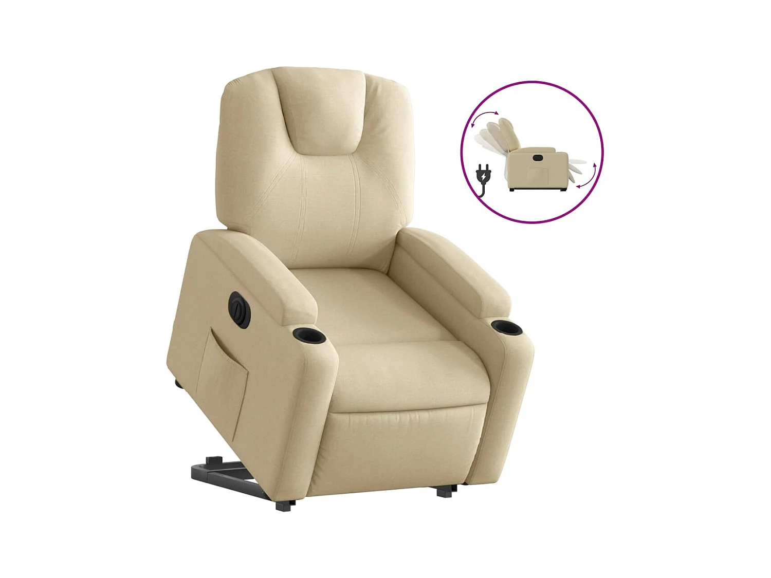 Fauteuil inclinable électrique crème tissu