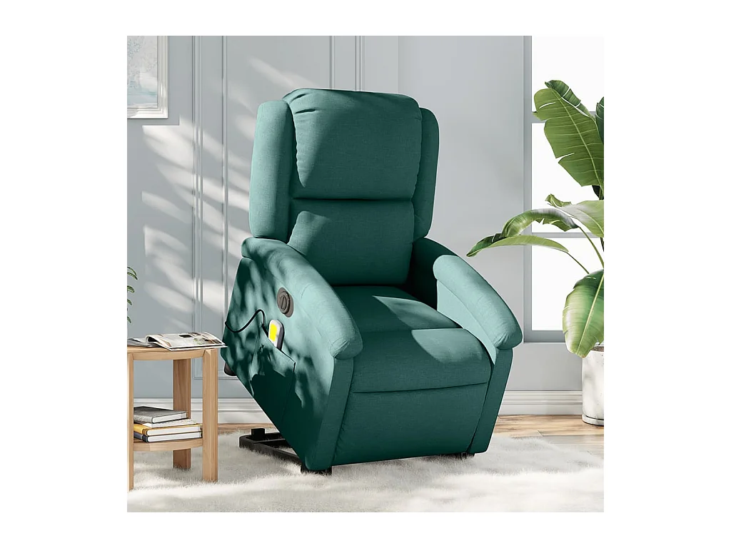 Fauteuil inclinable de massage électrique Vert foncé Tissu