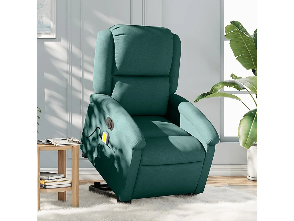 Fauteuil inclinable de massage électrique Vert foncé Tissu