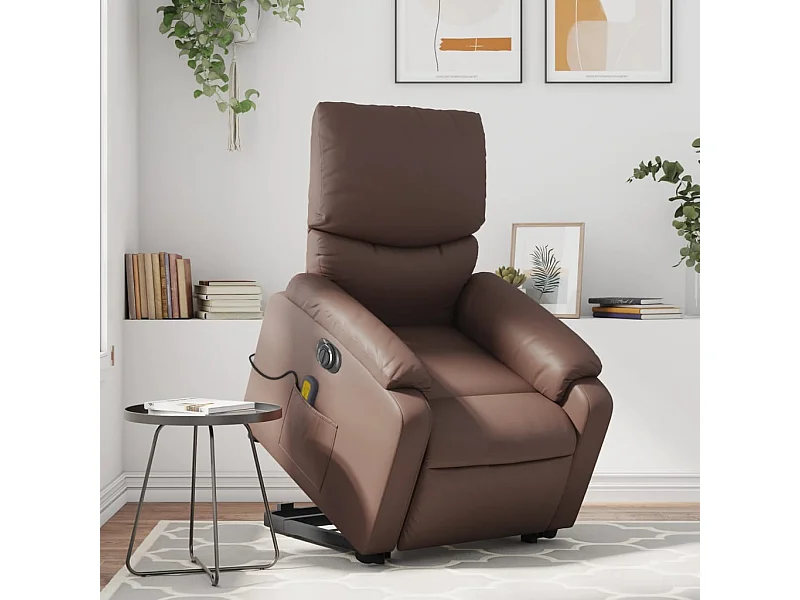 Fauteuil inclinable de massage électrique marron similicuir