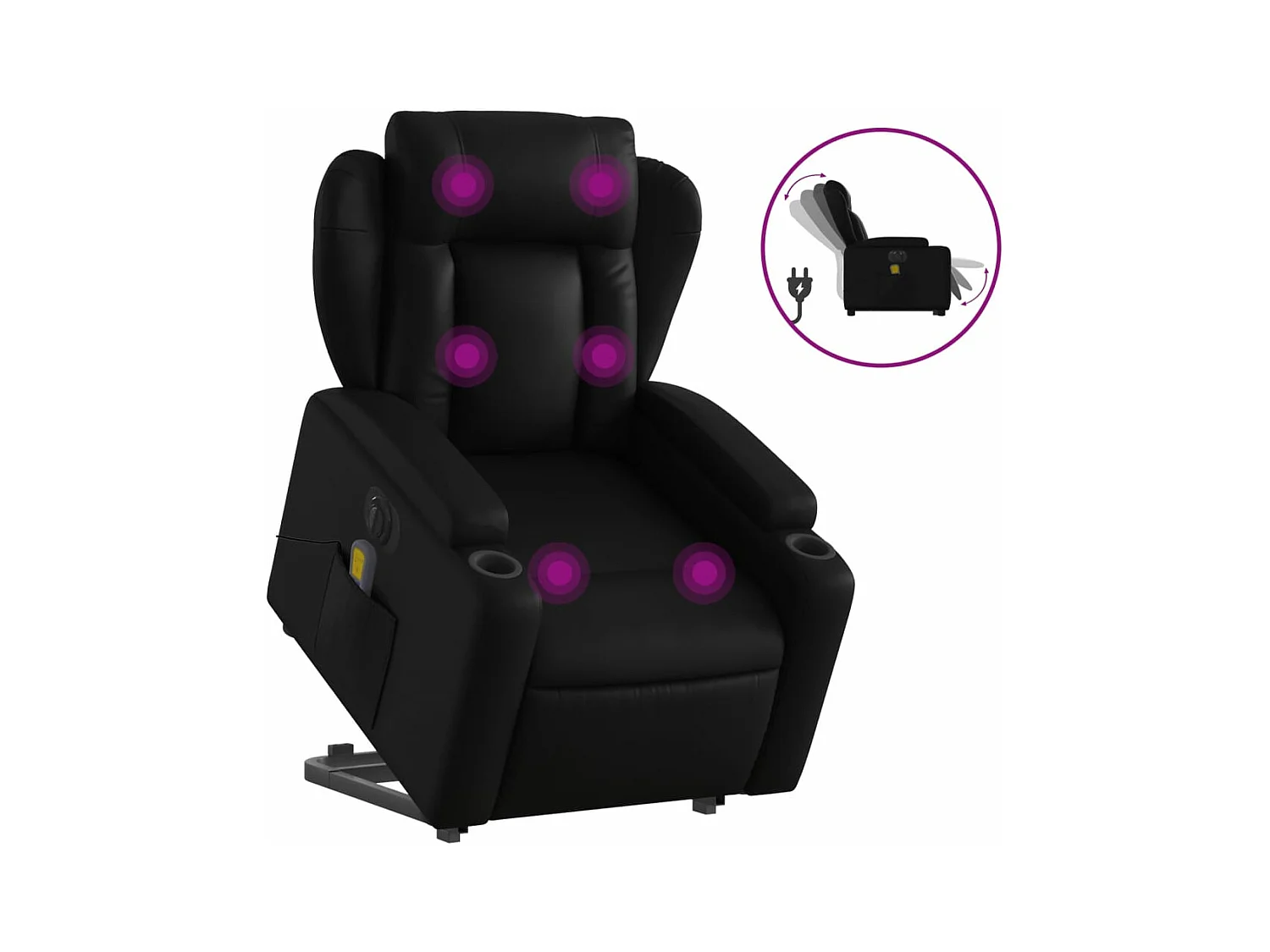 Fauteuil inclinable de massage électrique noir similicuir