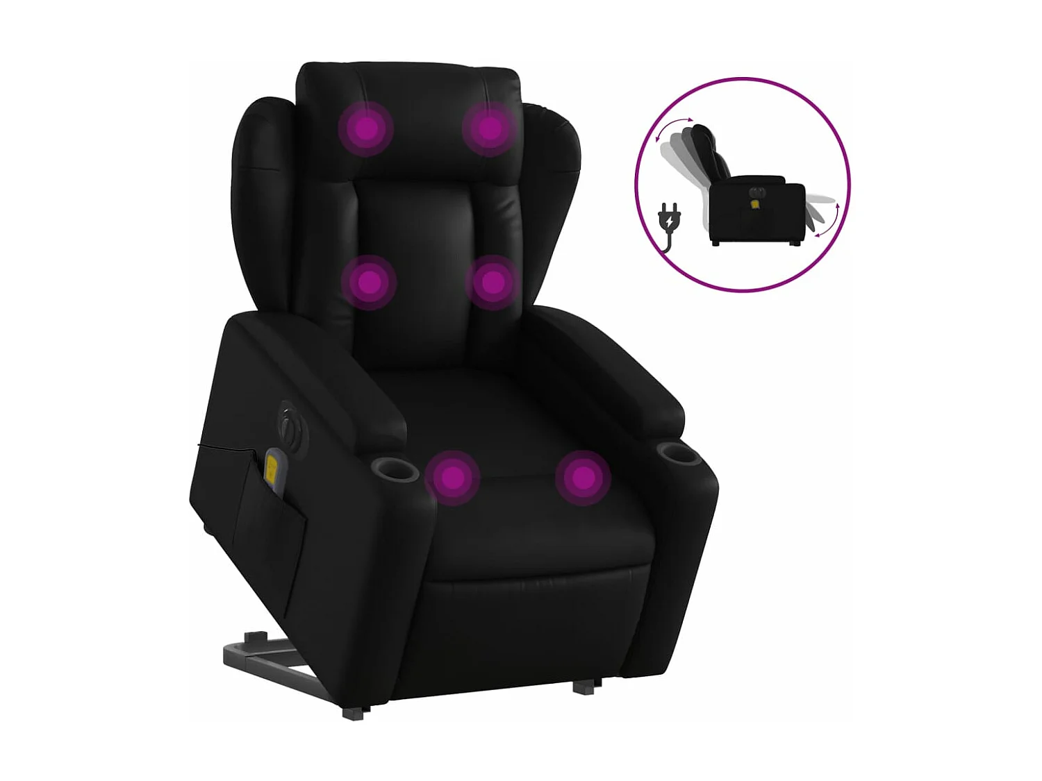 Fauteuil inclinable de massage électrique noir similicuir