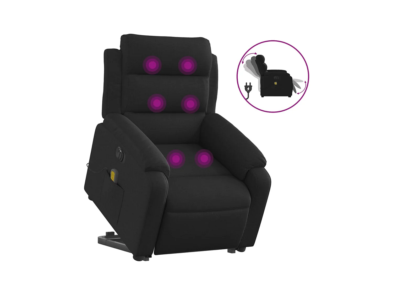 Fauteuil inclinable de massage électrique Noir Tissu