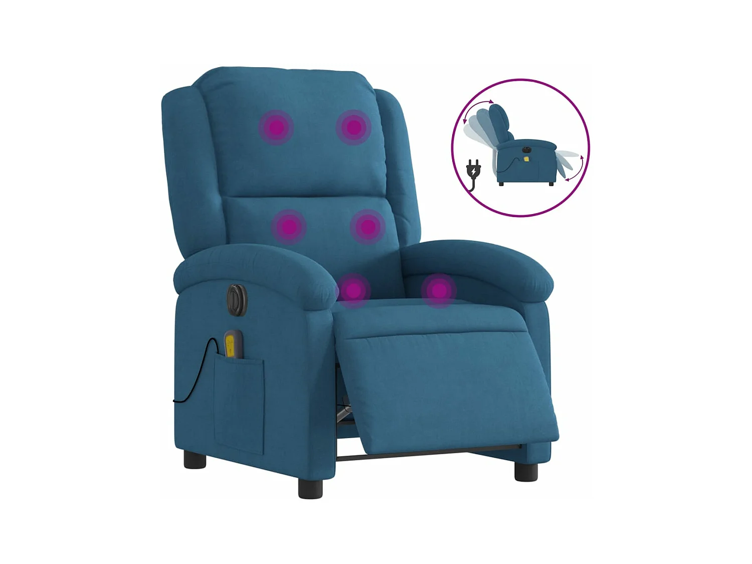 Fauteuil inclinable de massage électrique bleu velours