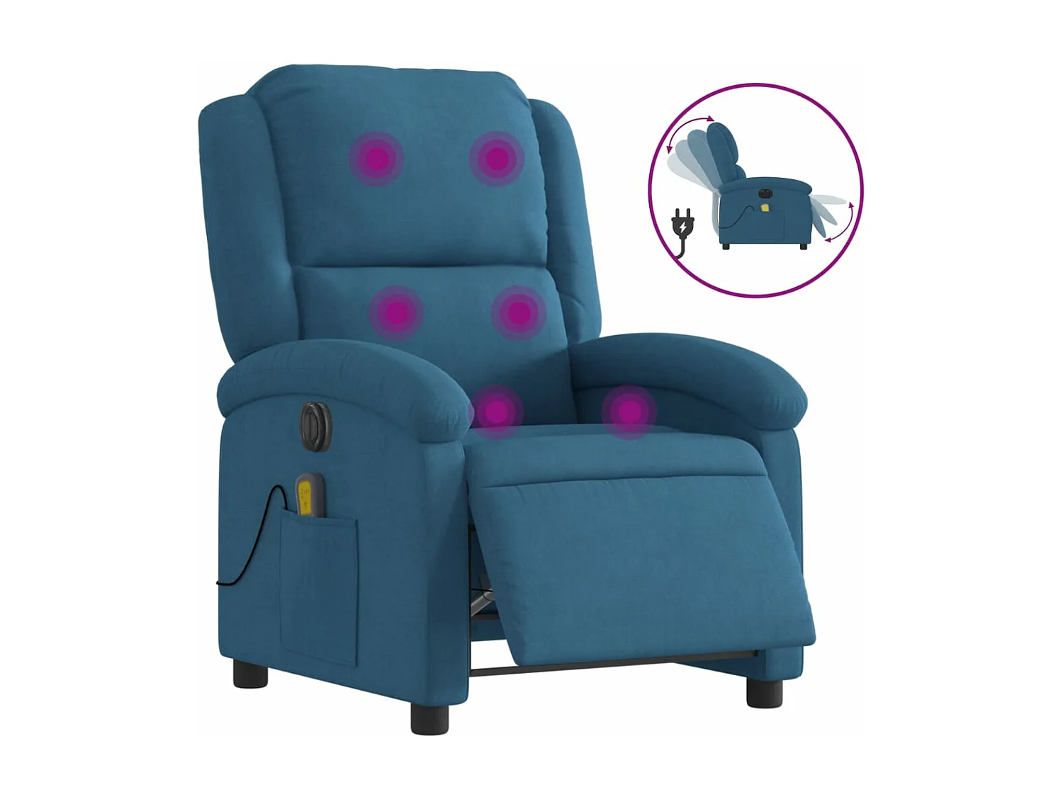 Fauteuil inclinable de massage électrique bleu velours
