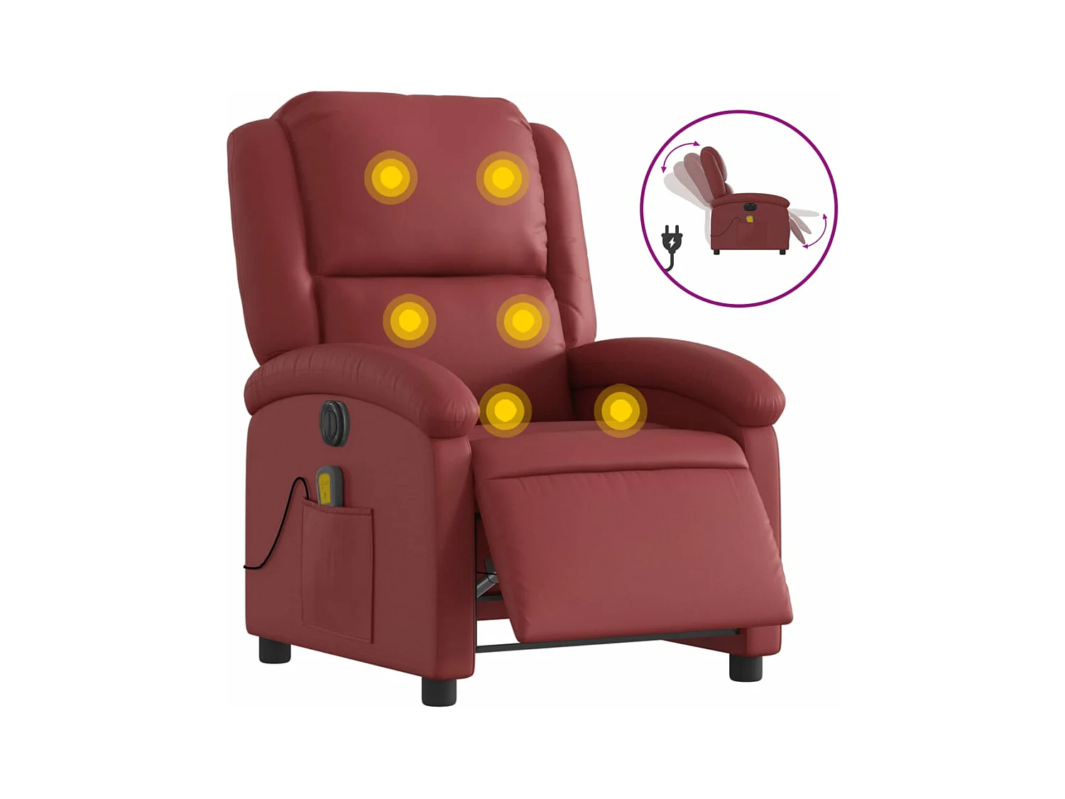 Fauteuil de massage inclinable électrique rouge bordeaux