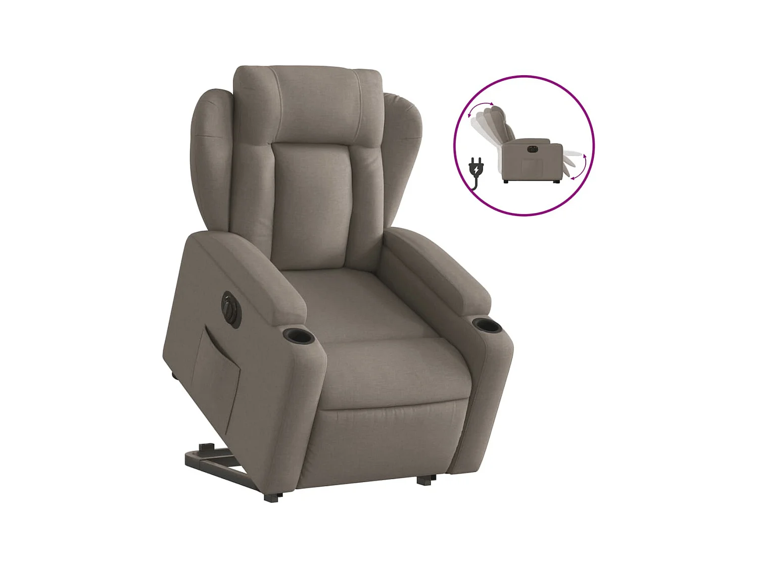 Fauteuil inclinable électrique taupe tissu