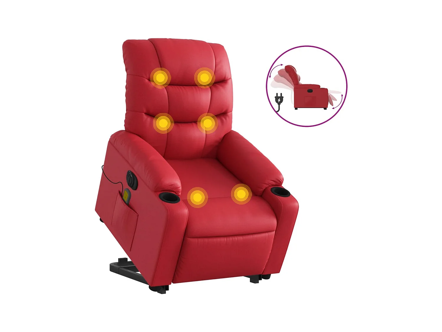 Fauteuil inclinable de massage électrique rouge similicuir