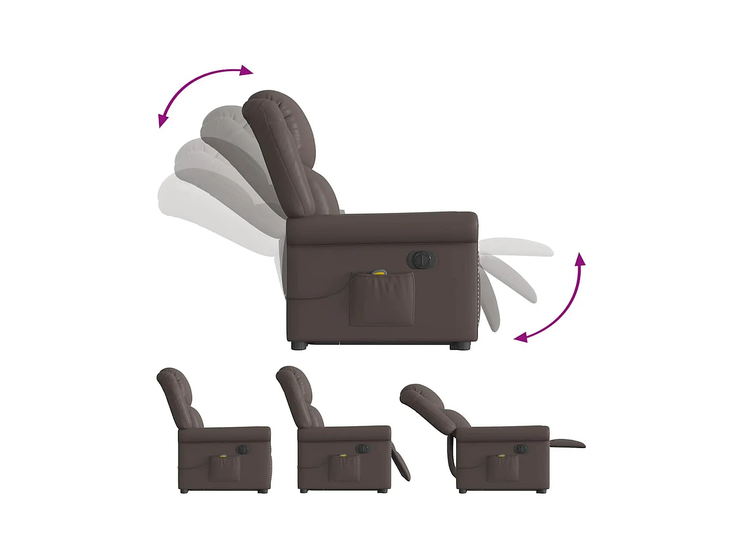 Fauteuil inclinable massage électrique marron brillant