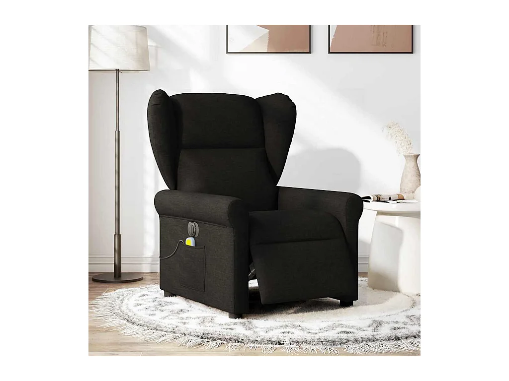 Fauteuil de massage inclinable électrique Noir Tissu