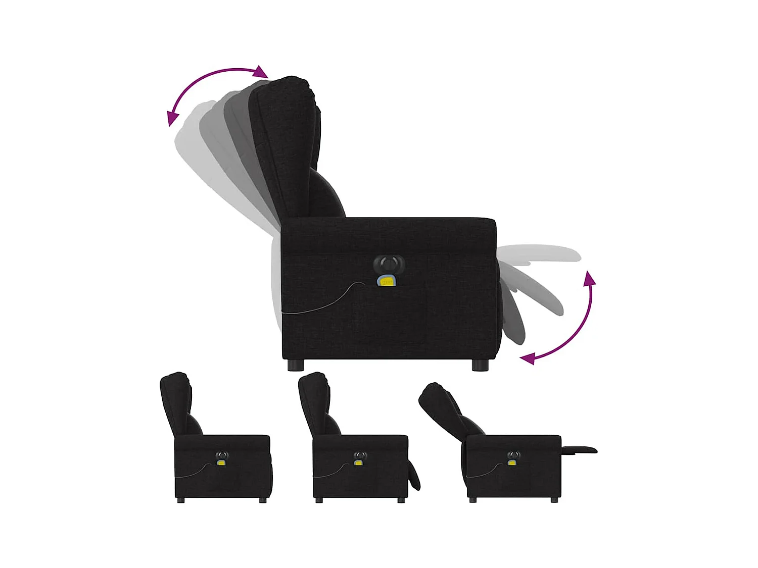 Fauteuil de massage inclinable électrique Noir Tissu