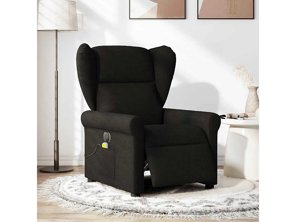Fauteuil de massage inclinable électrique Noir Tissu