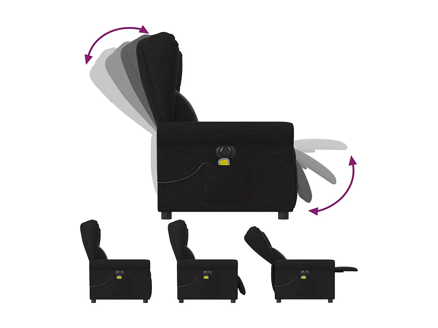 Fauteuil de massage inclinable électrique Noir Tissu