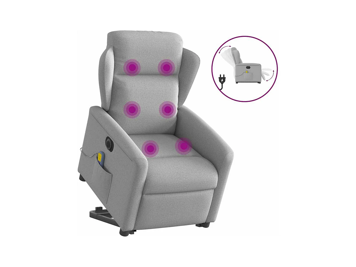 Sillón reclinable de masaje eléctrico de tela color gris nube
