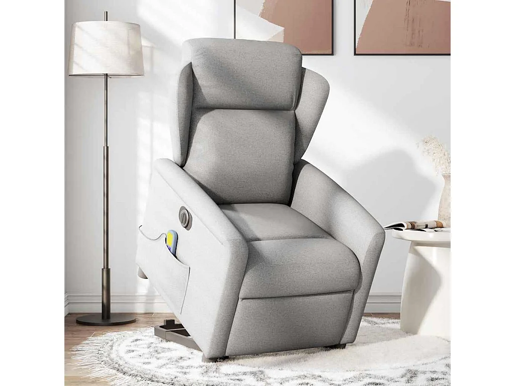 Fauteuil inclinable de massage électrique gris nuage tissu