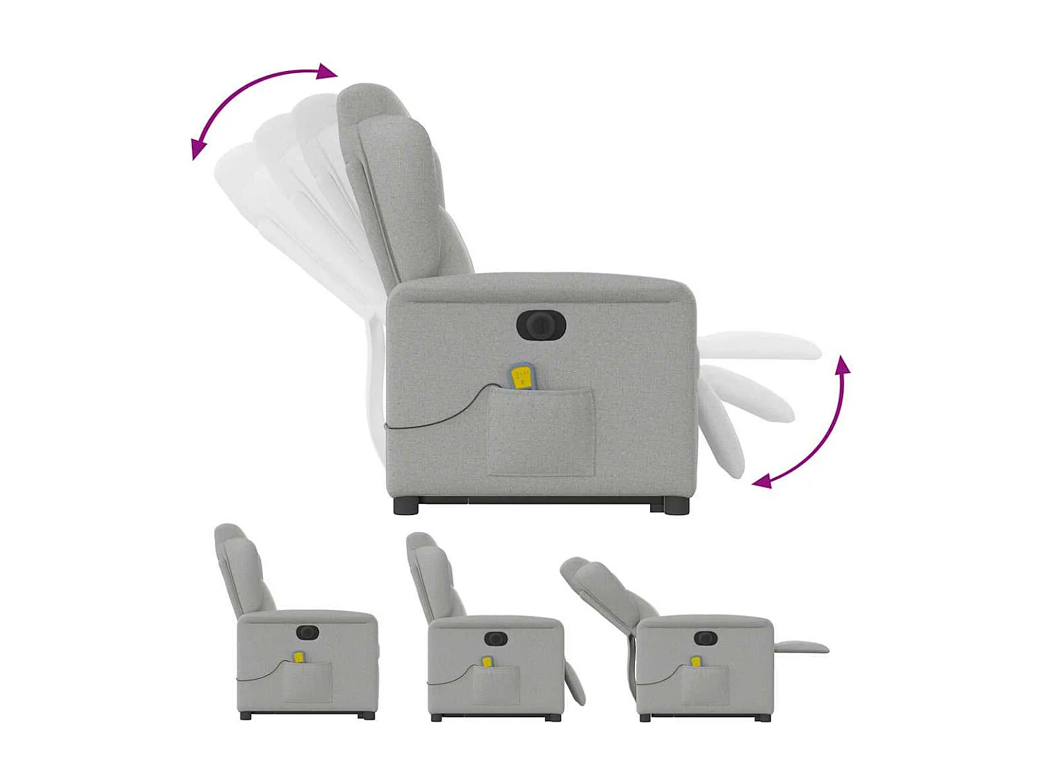 Fauteuil inclinable de massage électrique gris nuage tissu