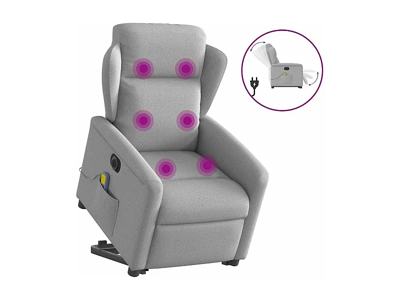 Fauteuil inclinable de massage électrique gris nuage tissu