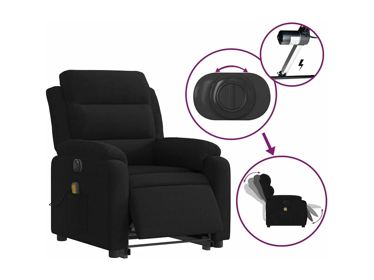 Fauteuil inclinable de massage électrique noir velours