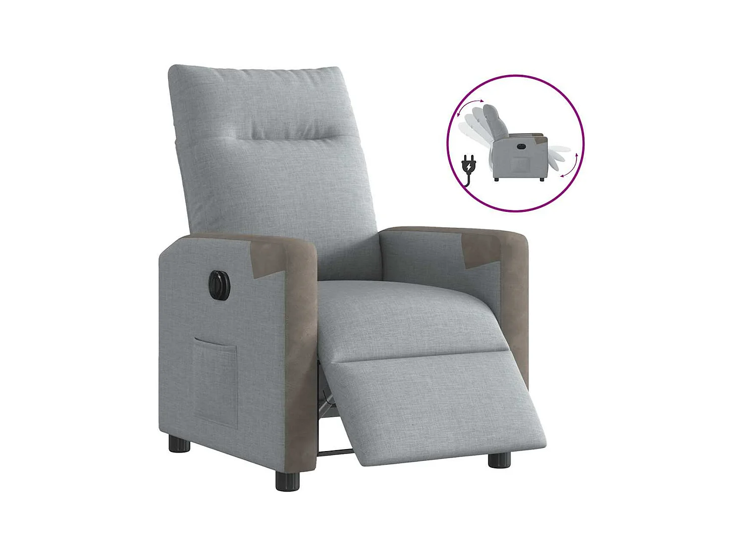 Fauteuil inclinable électrique Gris clair Tissu