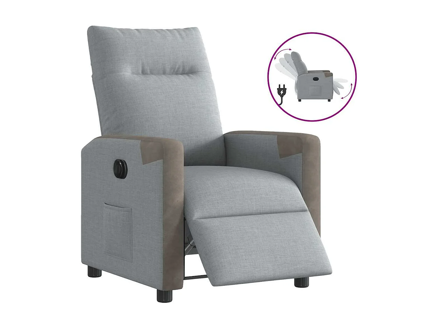 Fauteuil inclinable électrique Gris clair Tissu