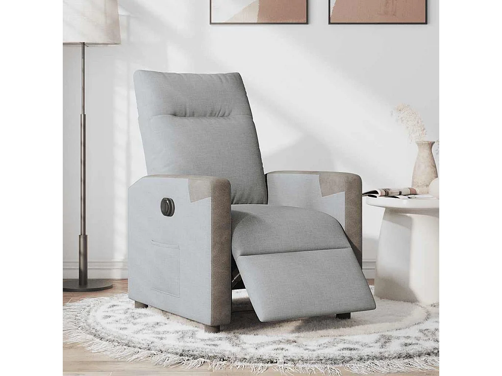 Fauteuil inclinable électrique Gris clair Tissu