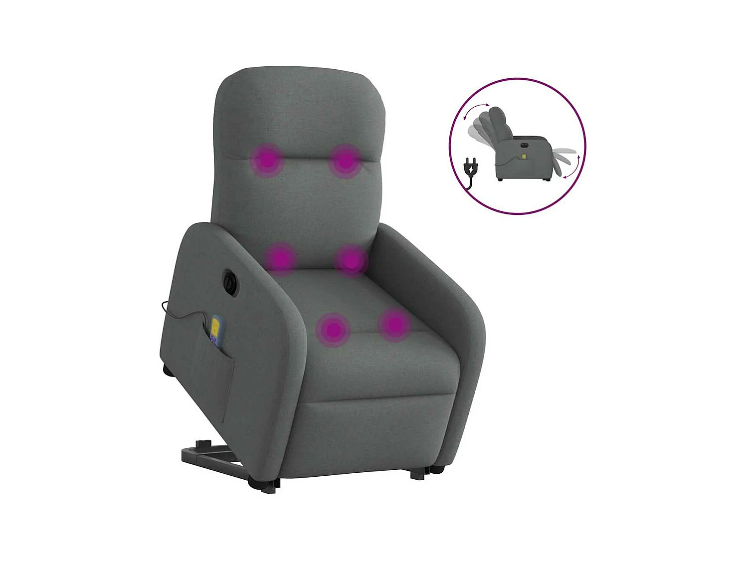 Fauteuil inclinable de massage électrique Gris foncé Tissu