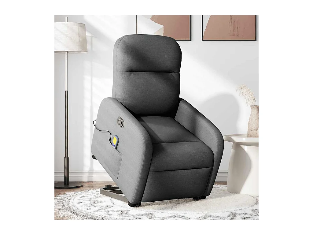 Fauteuil inclinable de massage électrique Gris foncé Tissu