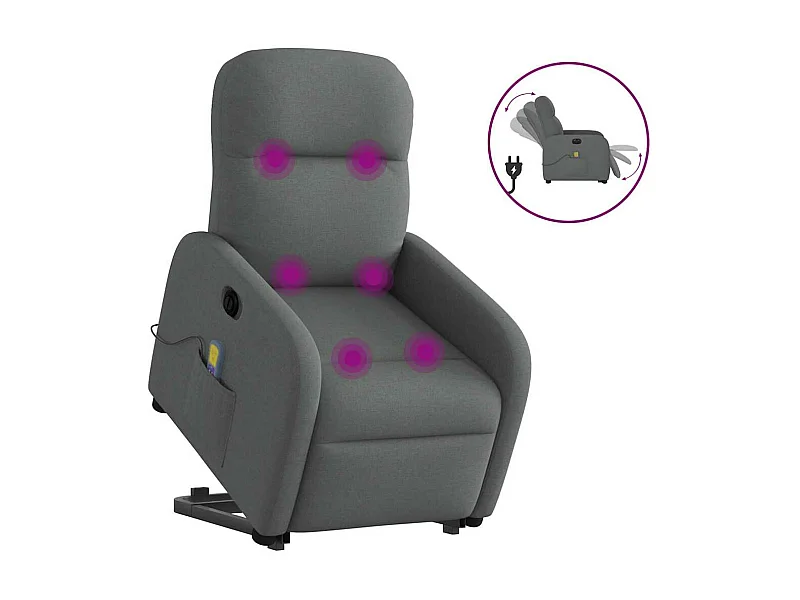 Fauteuil inclinable de massage électrique Gris foncé Tissu