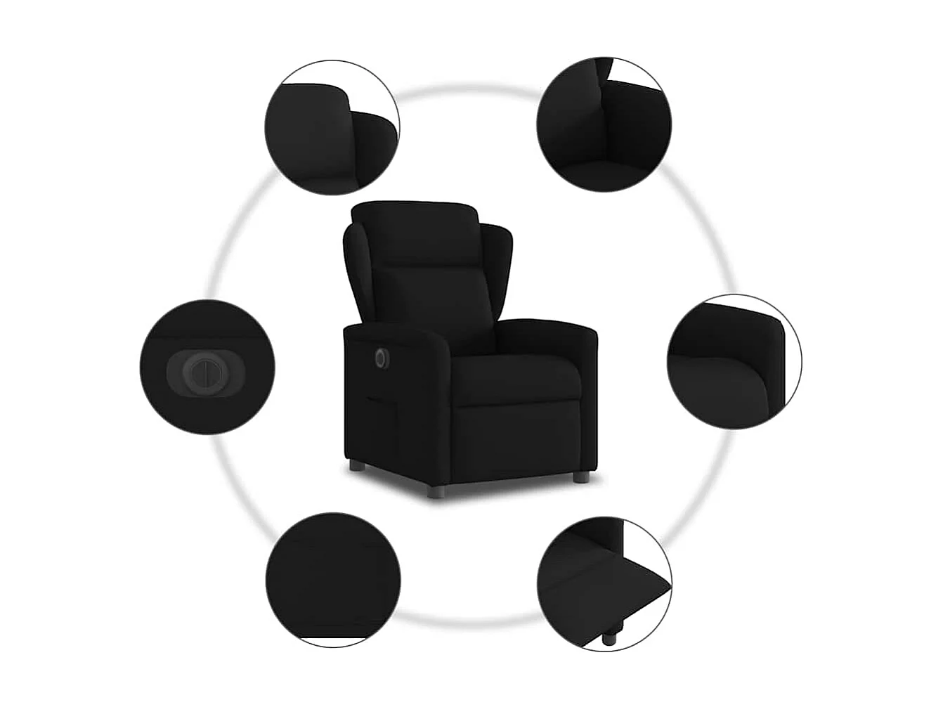 Zwarte stoffen elektrische relaxfauteuil